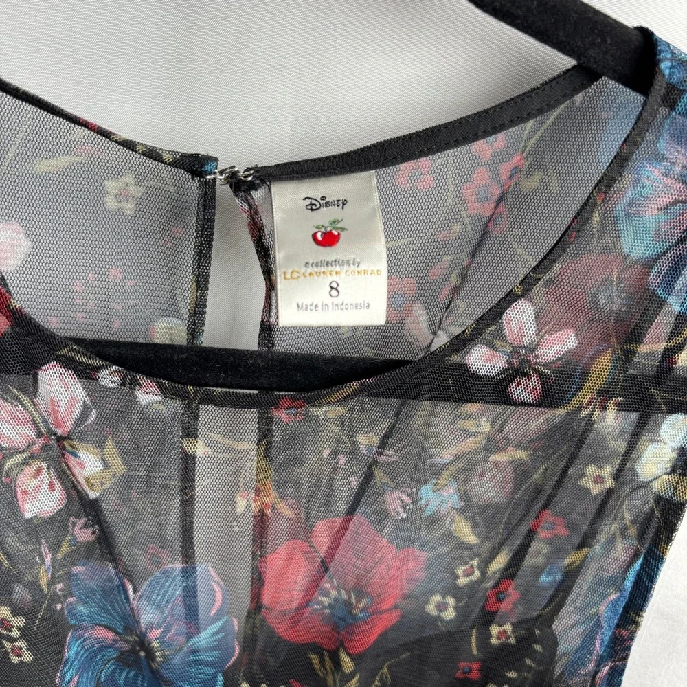 Disney LC Lauren Conrad Snow White Floral Mesh High Low Dress Black 8 Whimsigoth